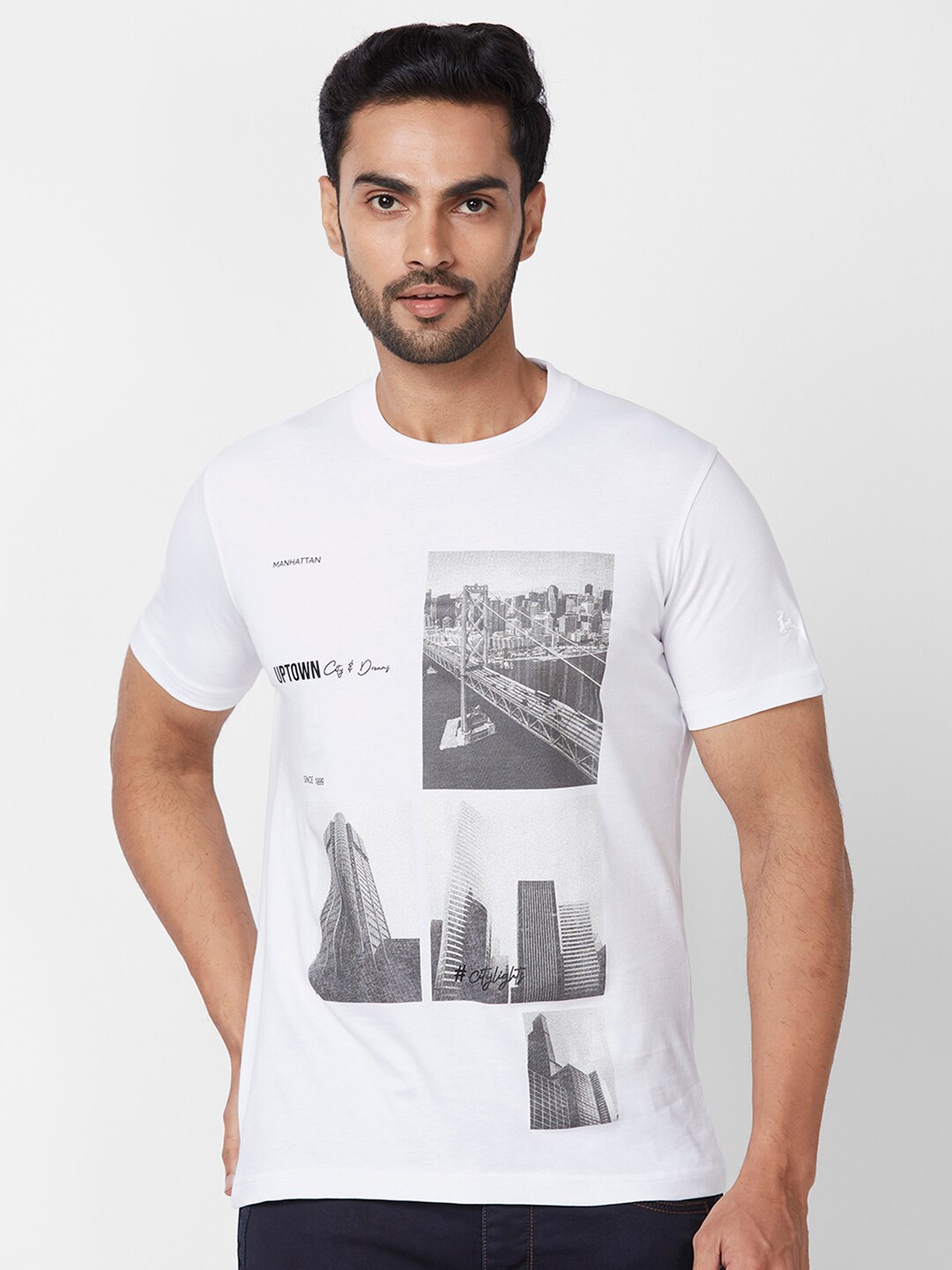 

Parx Graphic Printed Cotton T-shirt, White