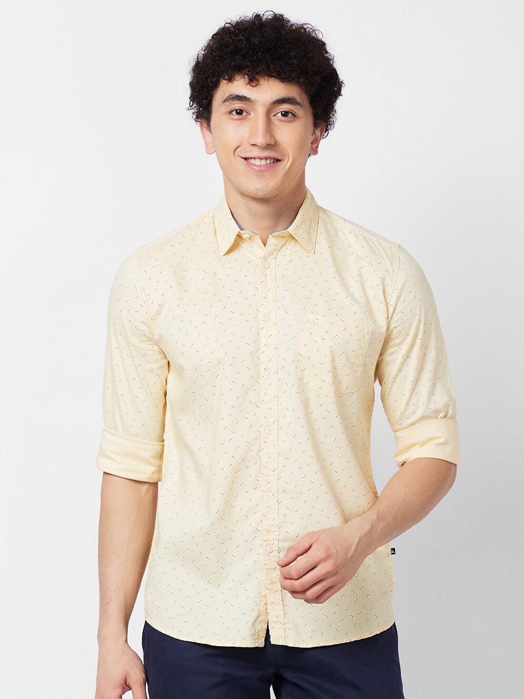 

Parx Slim Fit Opaque Printed Casual Shirt, Yellow