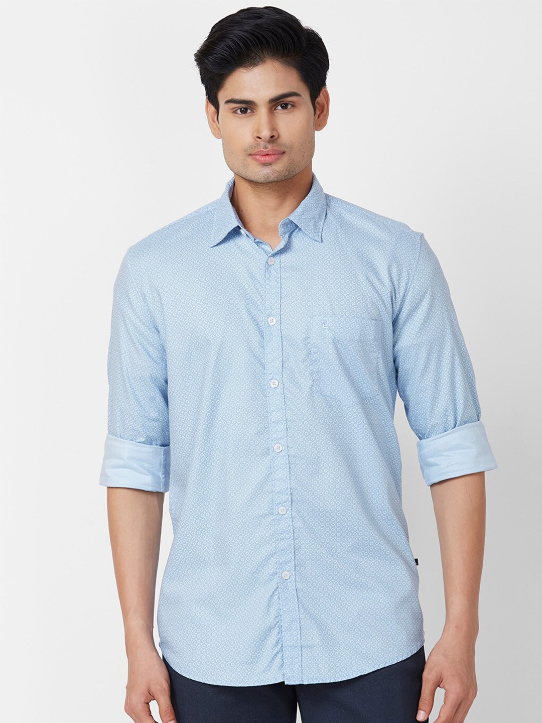 

Parx Slim Fit Micro Ditsy Printed Casual Shirt, Blue