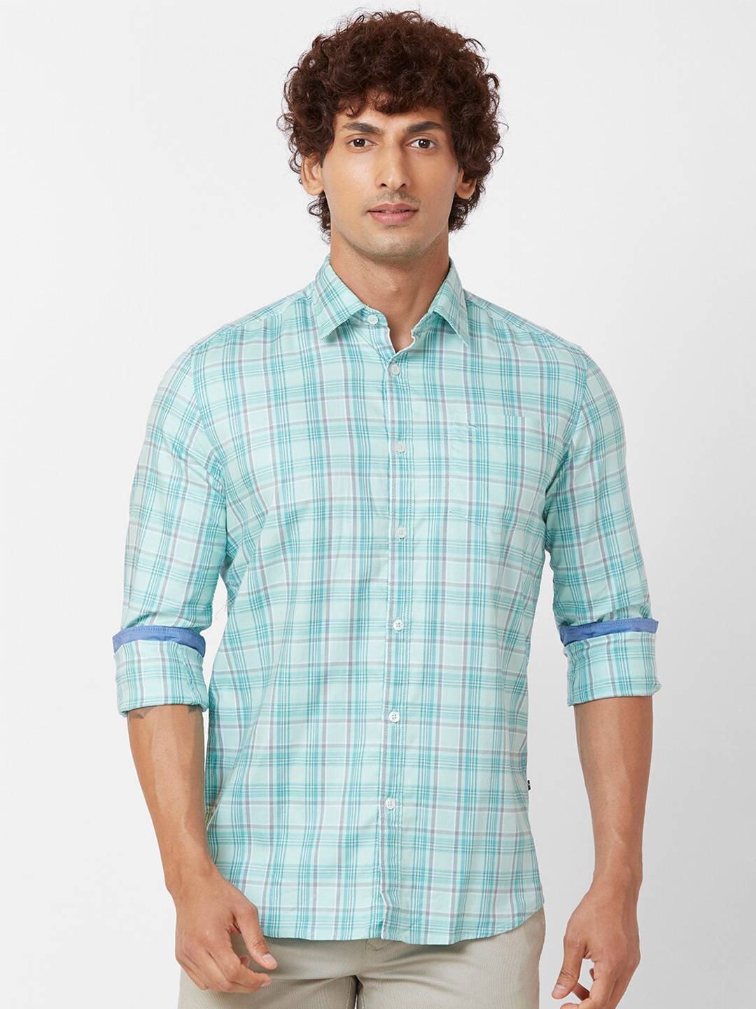 

Parx Slim Fit Tartan Checked Casual Shirt, Green