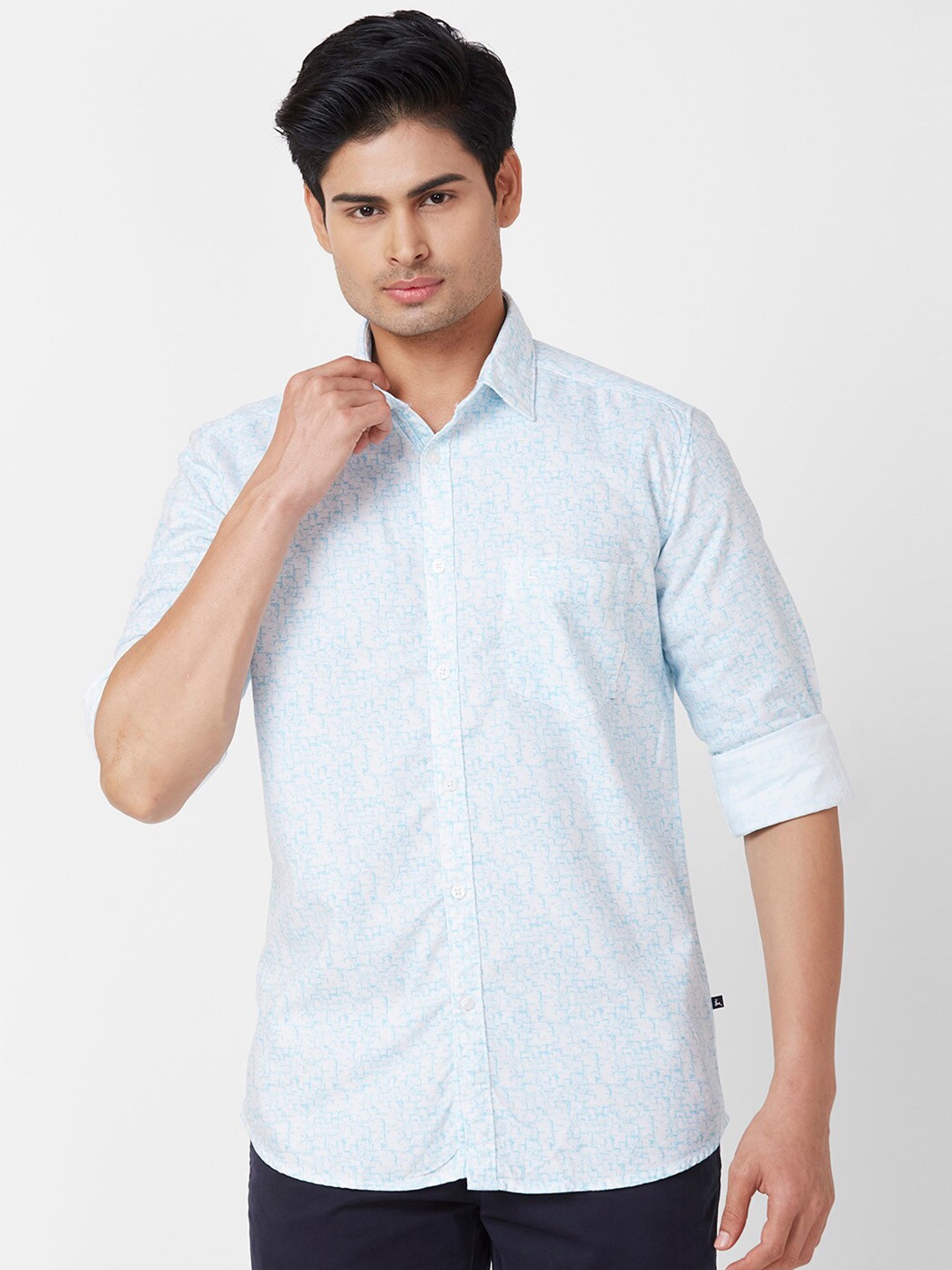 

Parx Slim Fit Abstract Printed Cotton Casual Shirt, Blue