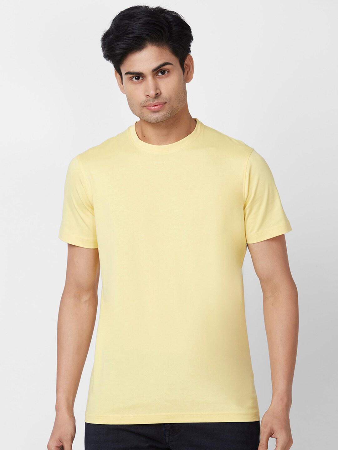 

Parx Round Neck Short Sleeves Cotton T-shirt, Yellow