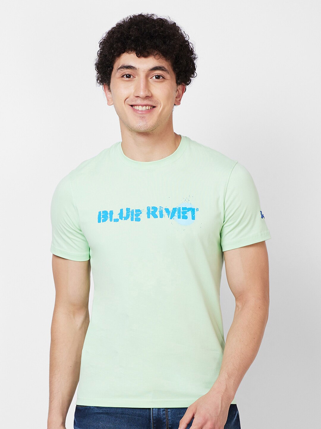 

Parx Typography Printed Cotton T-shirt, Green