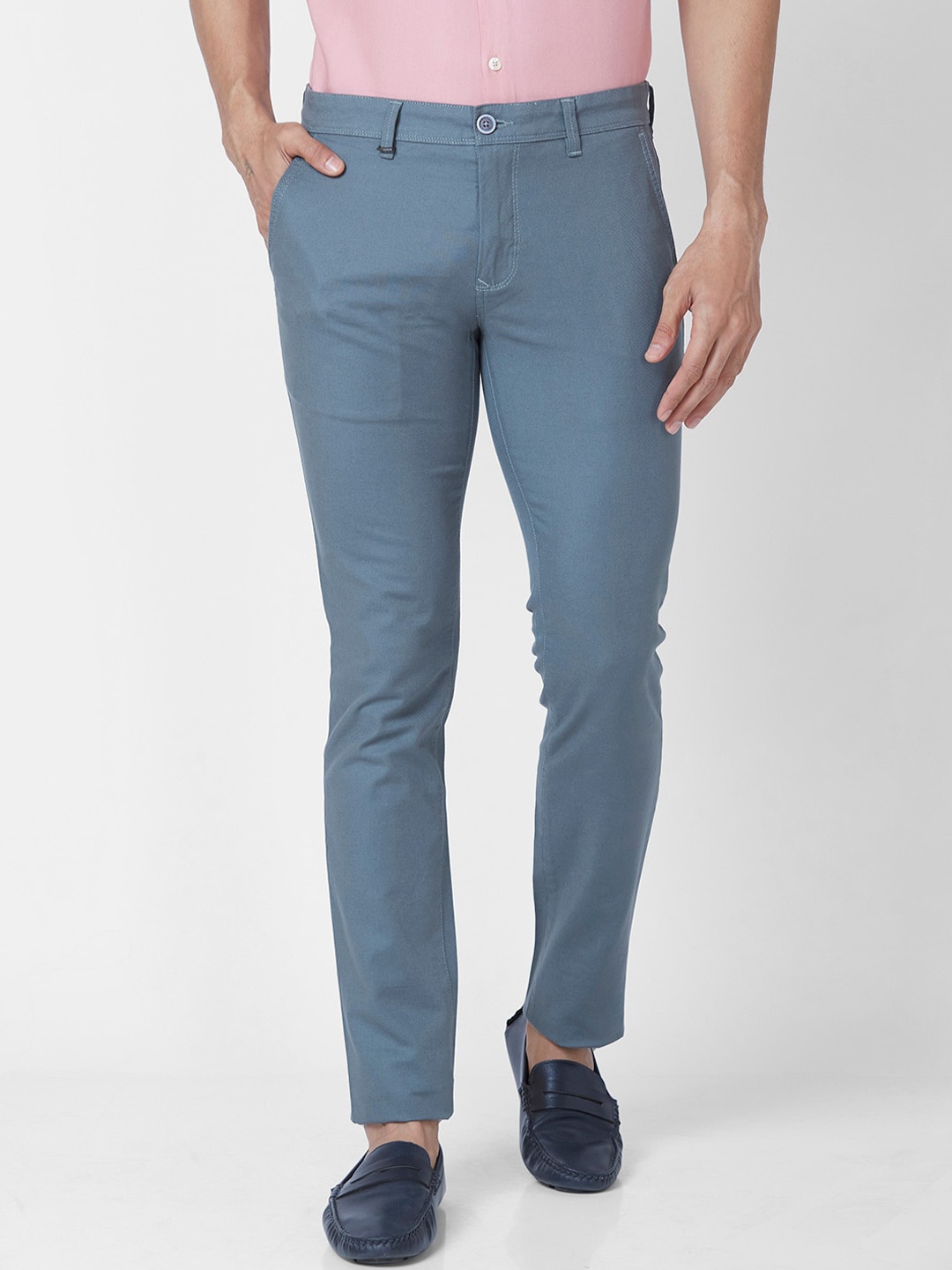 

Parx Men Mid-Rise Slim Fit Regular Trousers, Grey