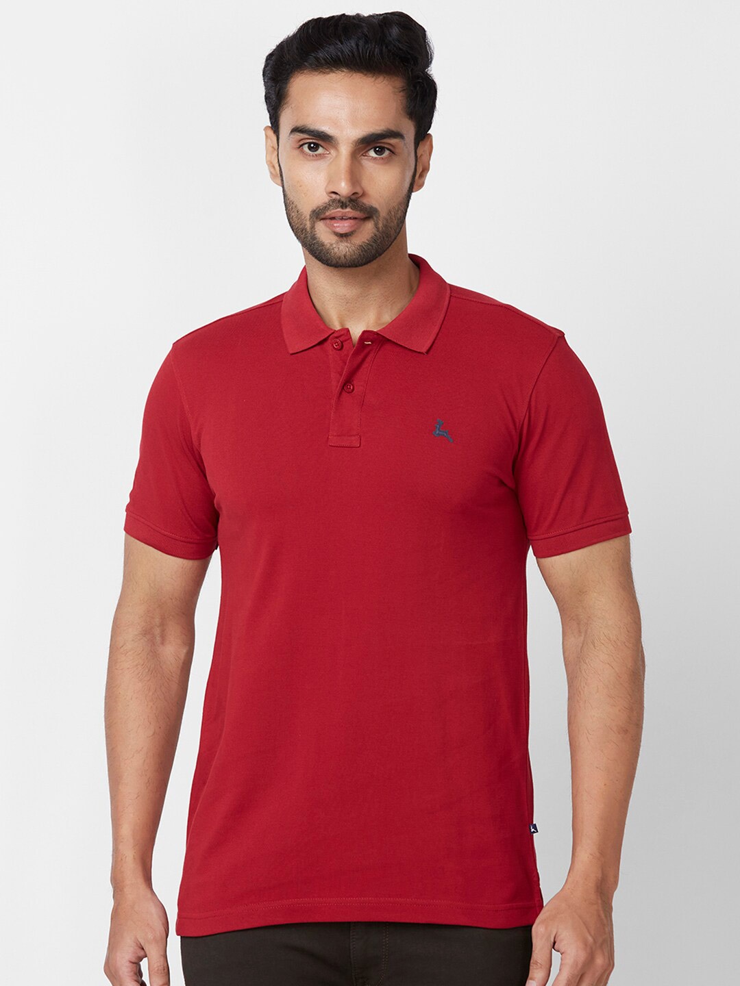 

Parx Polo Collar Short Sleeves Cotton T-shirt, Maroon