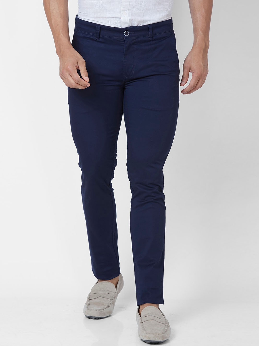 

Parx Men Slim Fit Mid-Rise Regular Trousers, Blue
