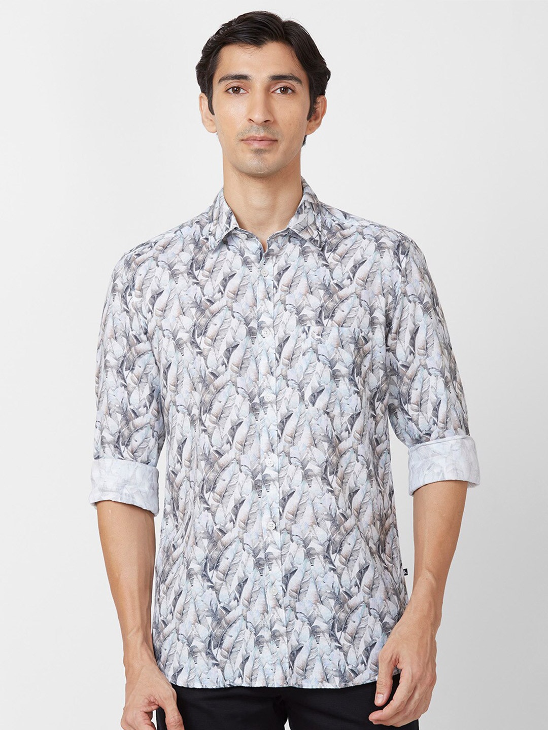 

Parx Slim Fit Tropical Printed Cotton Casual Shirt, Blue