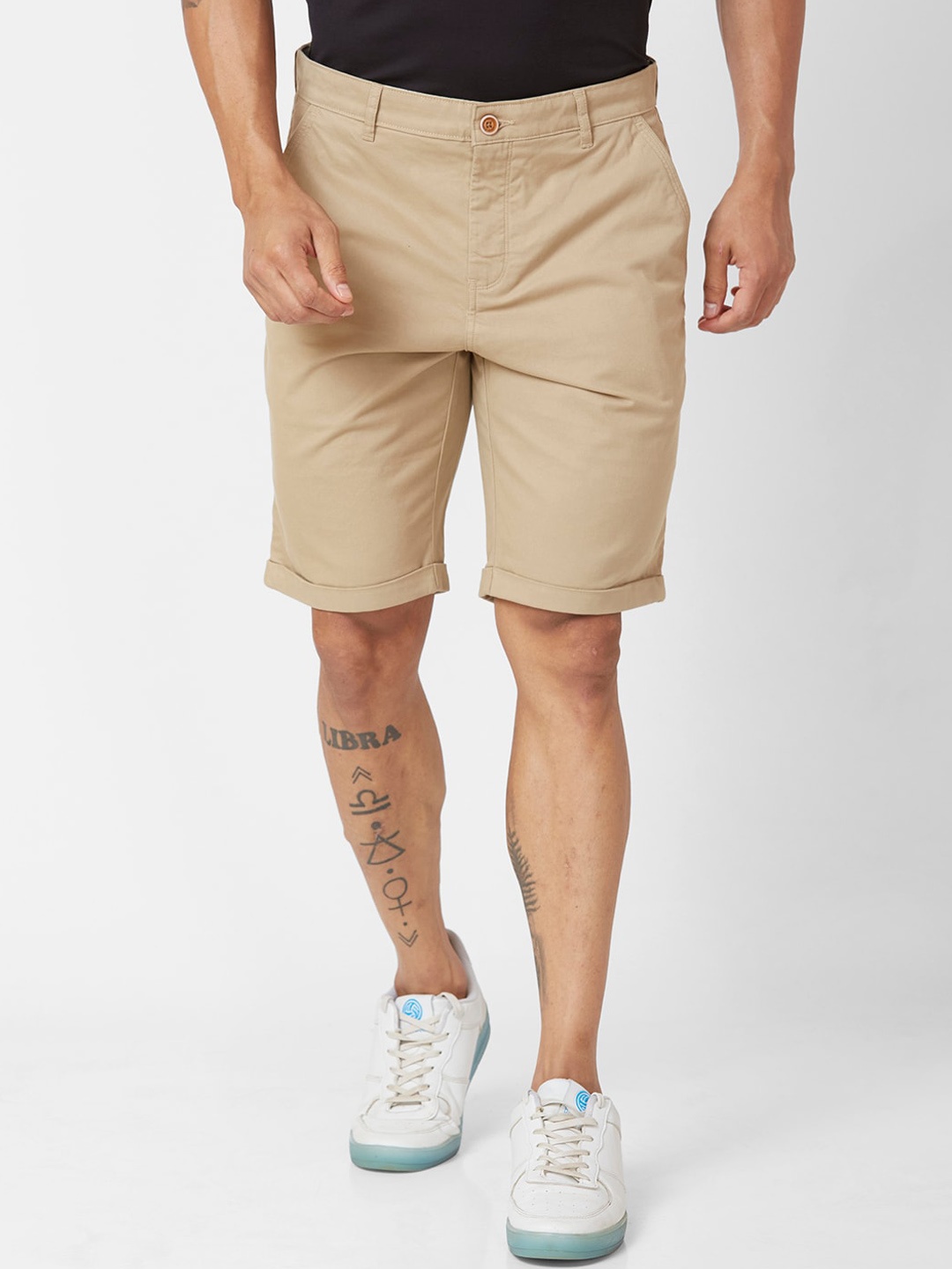 

Parx Men Mid-Rise Chino Shorts, Brown