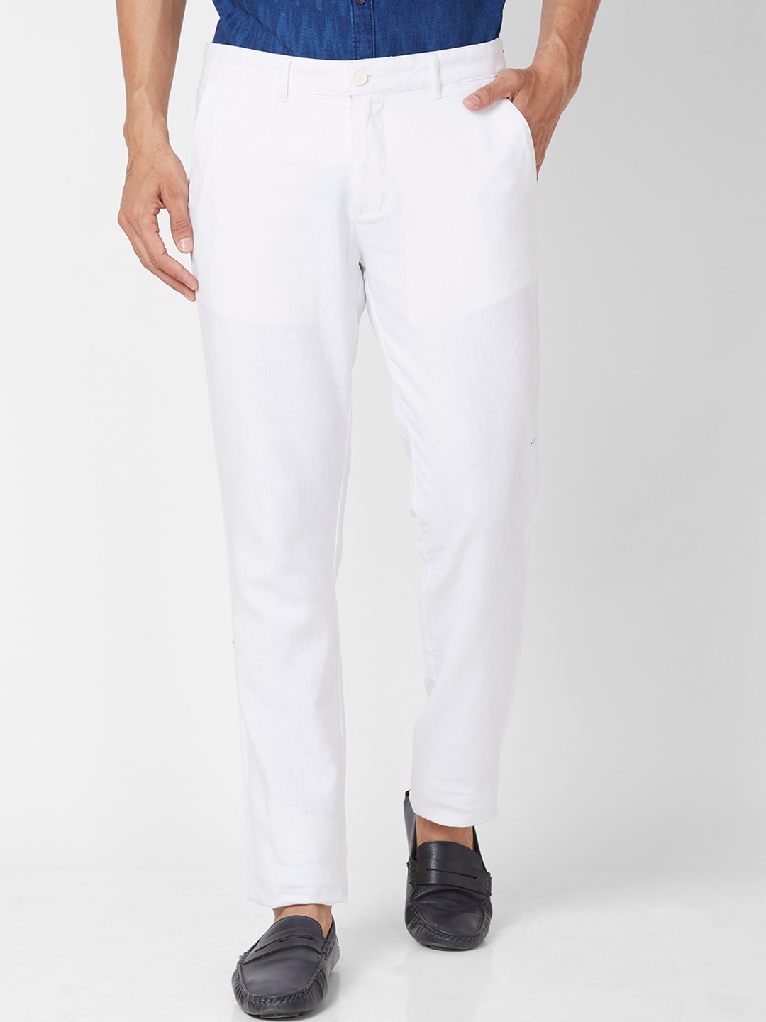 

Parx Men Slim Fit Mid-Rise Regular Trousers, White