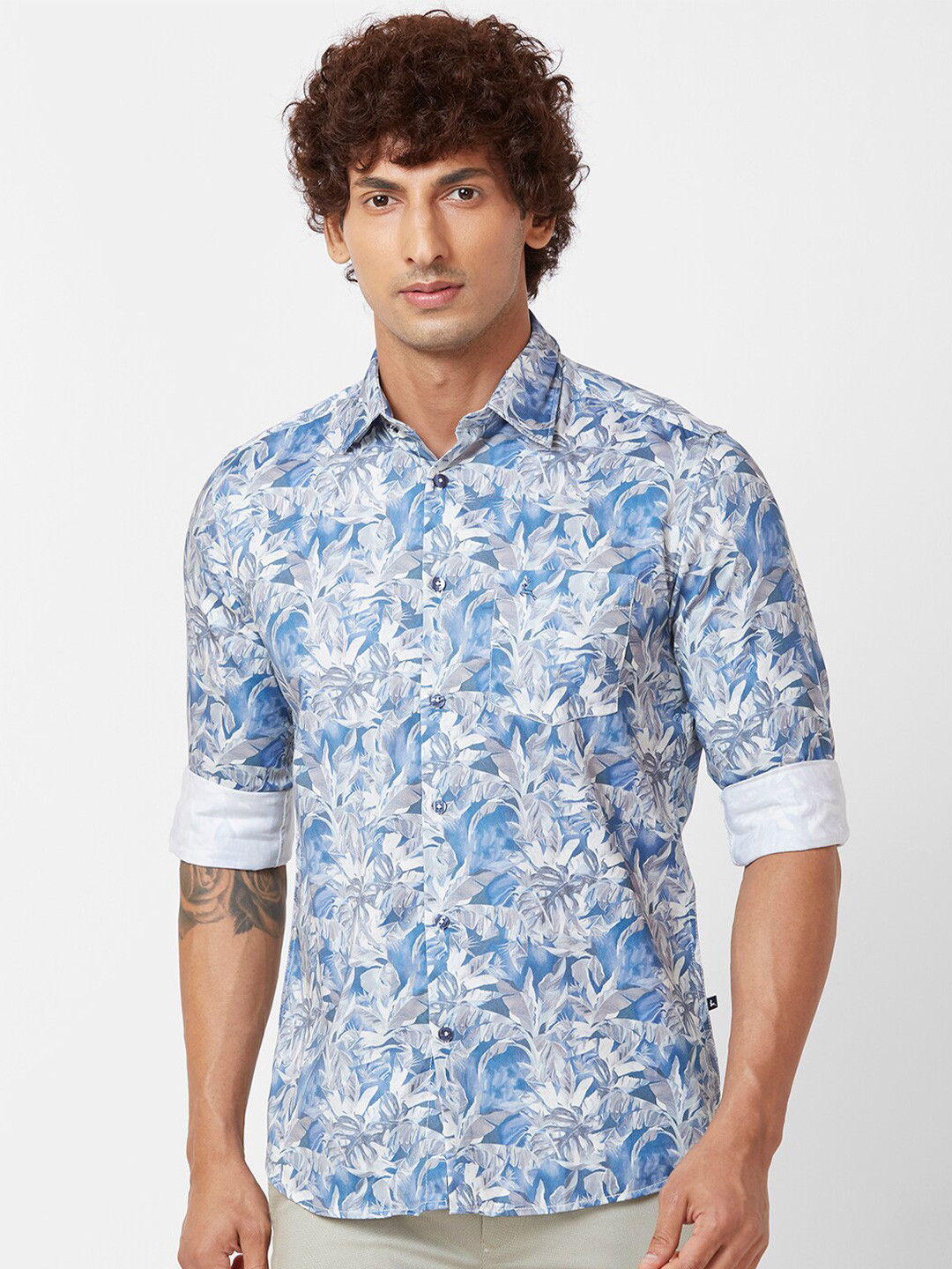 

Parx Floral Printed Cotton Slim Fit Opaque Casual Shirt, Blue
