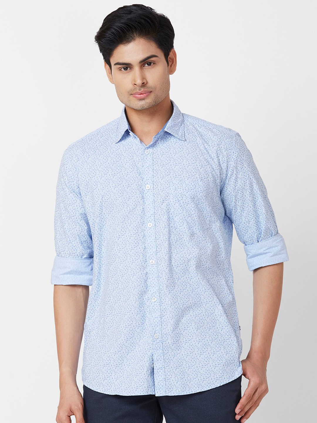 

Parx Slim Fit Floral Opaque Printed Cotton Casual Shirt, Blue