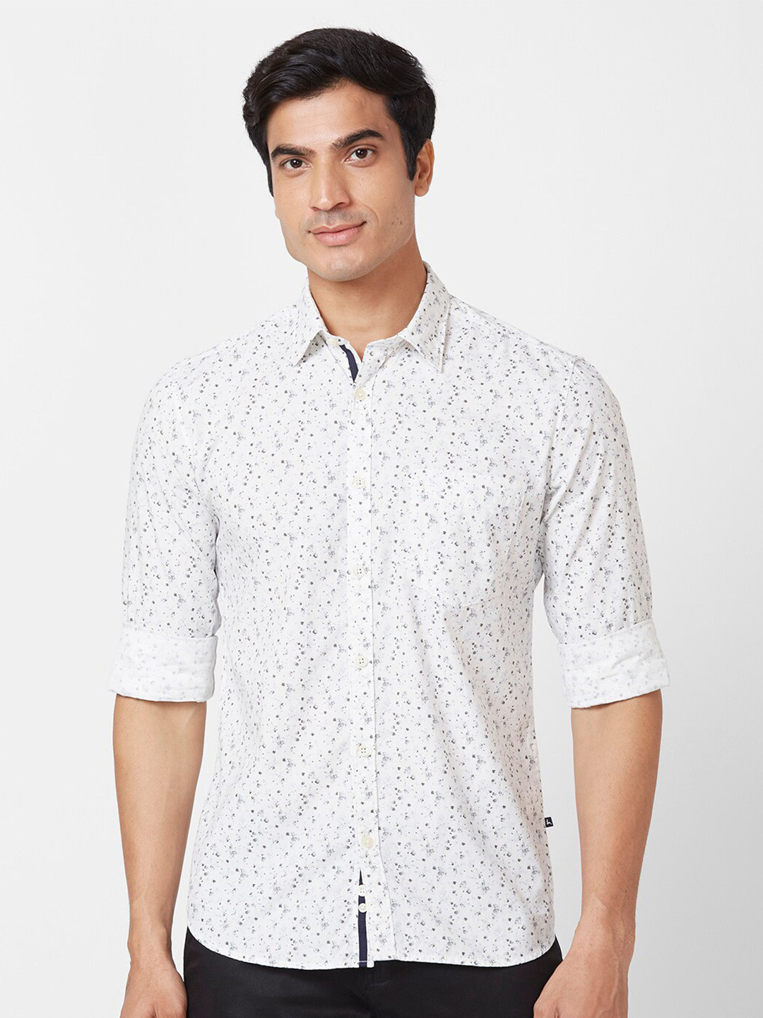 

Parx Slim Fit Floral Opaque Printed Cotton Casual Shirt, White