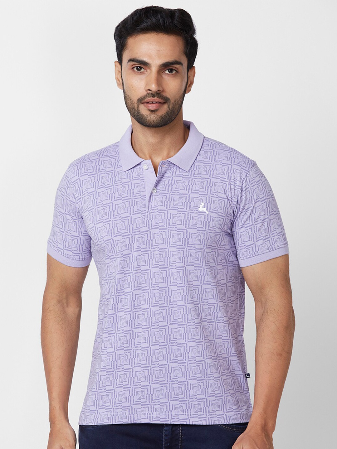 

Parx Polo Collar Cotton T-shirt, Violet