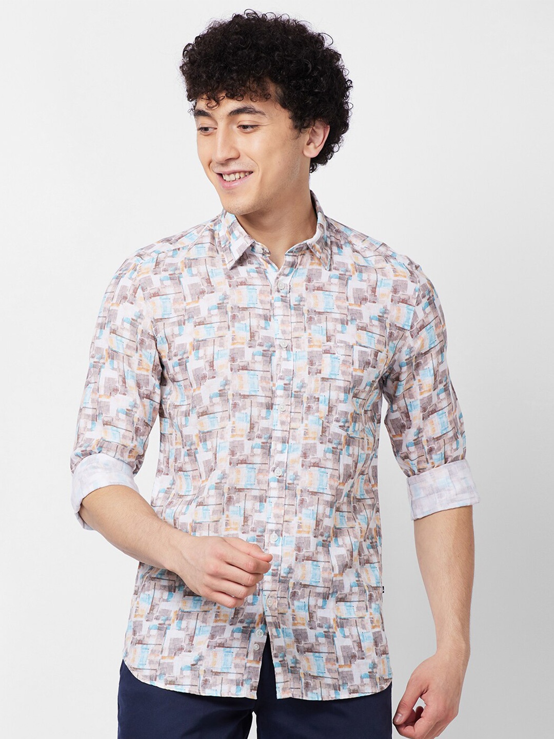 

Parx Slim Fit Floral Opaque Printed Cotton Casual Shirt, Blue