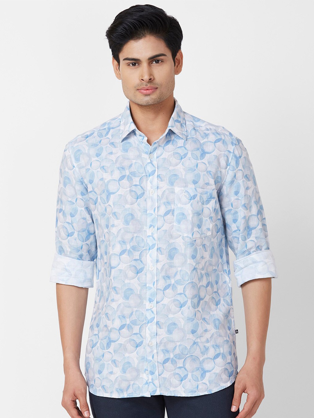 

Parx Slim Fit Floral Opaque Printed Cotton Casual Shirt, Blue