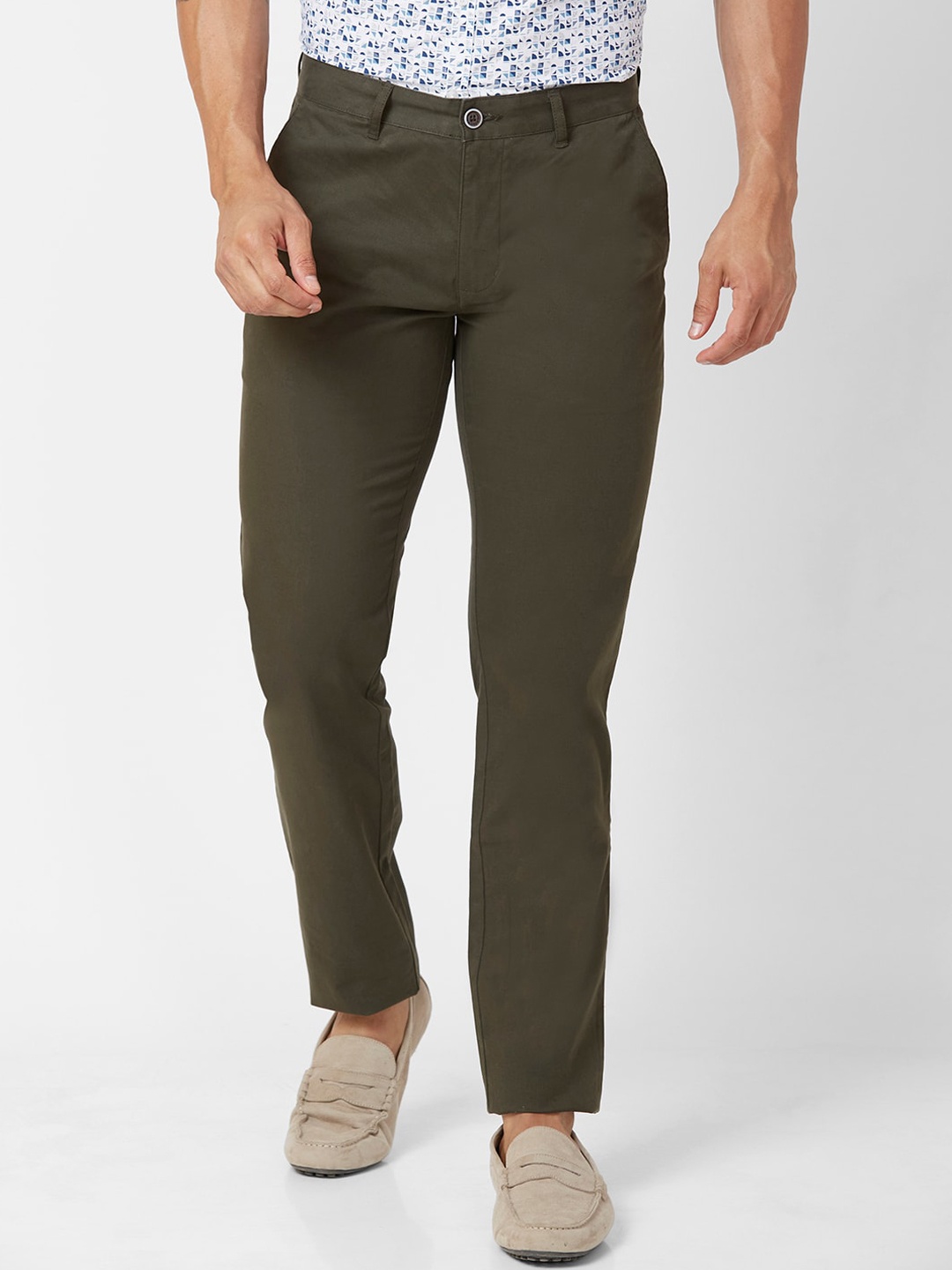 

Parx Men Slim Fit Cotton Regular Trousers, Green