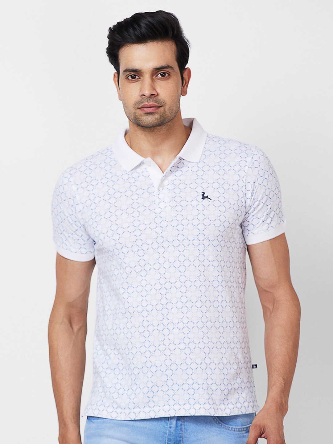 

Parx Printed Polo Collar Cotton T-shirt, White