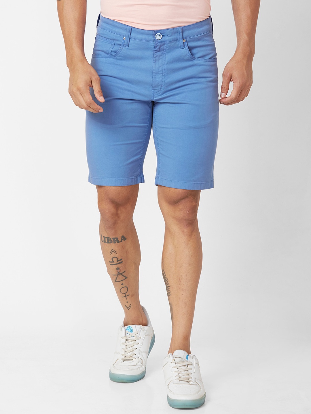 

Parx Men Mid-Rise Denim Shorts, Blue