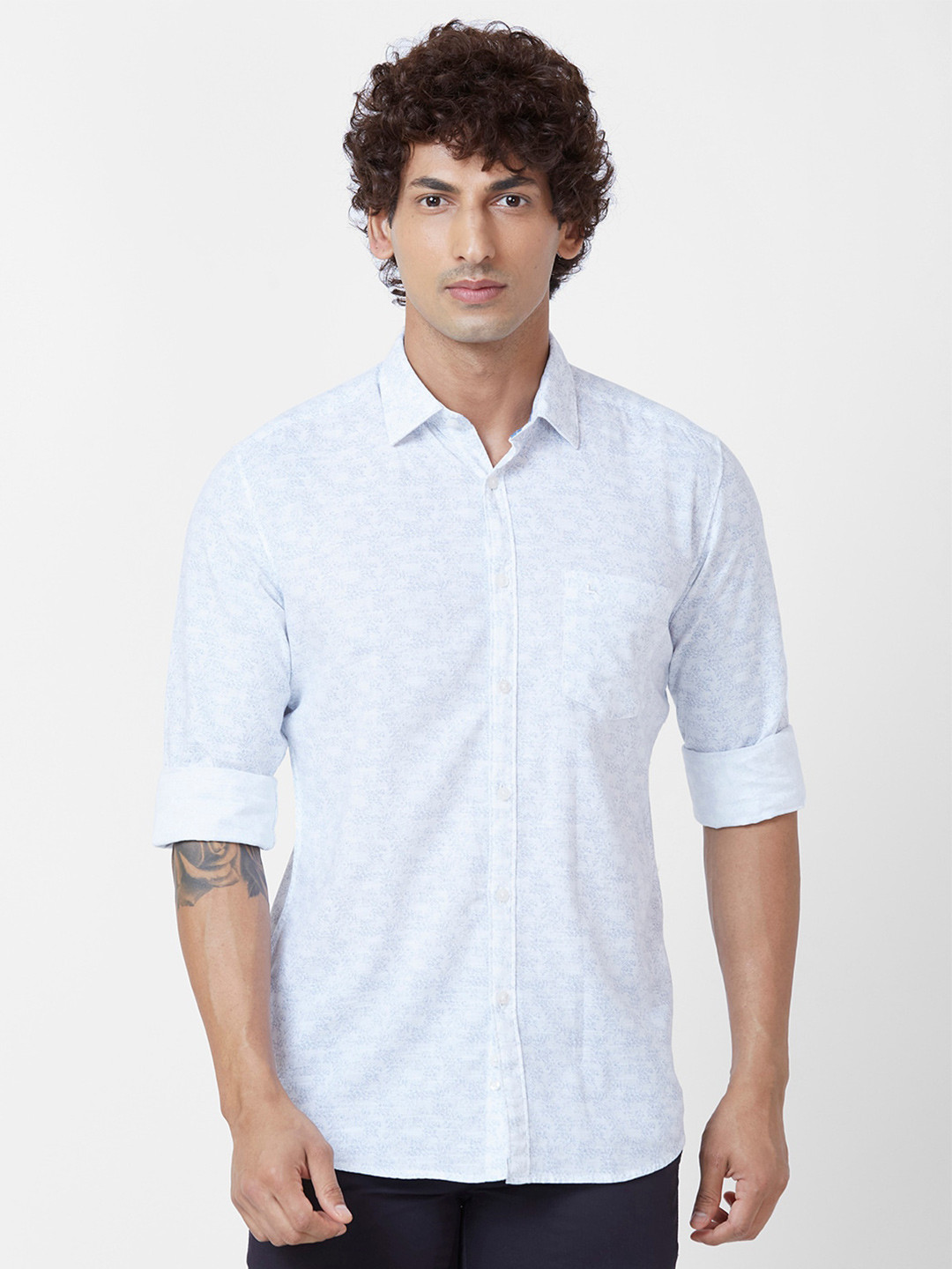 

Parx Slim Fit Abstract Printed Cotton Casual Shirt, White