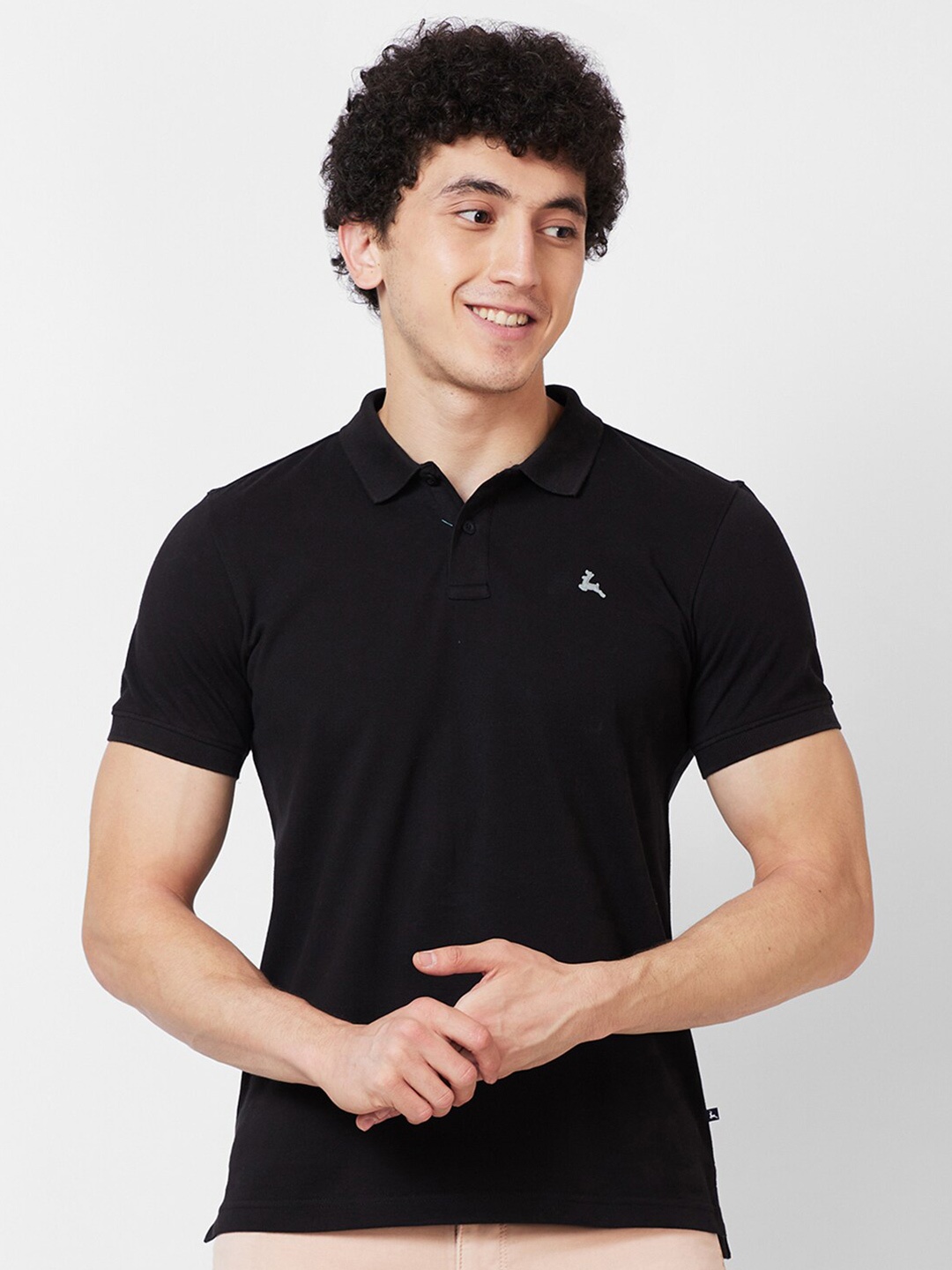 

Parx Polo Collar Cotton T-shirt, Black