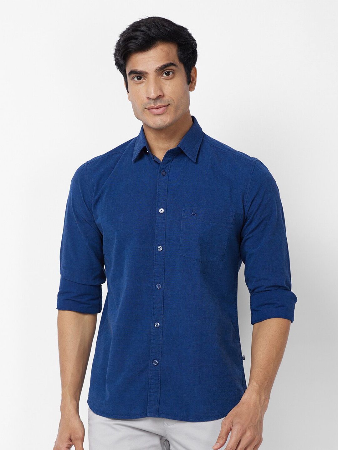 

Parx Slim Fit Cotton Casual Shirt, Blue