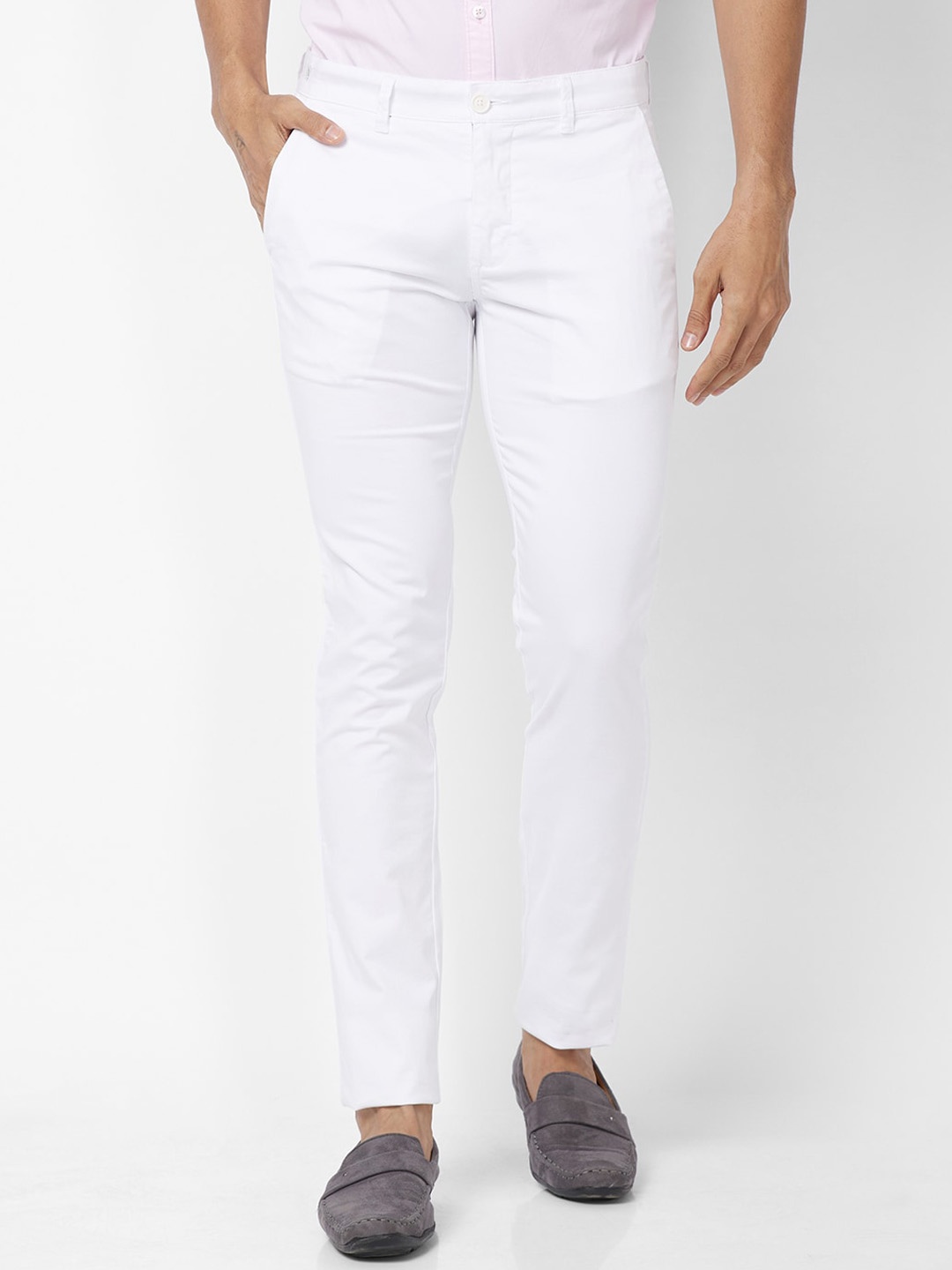 

Parx Men Mid-Rise Slim Fit Regular Trousers, White