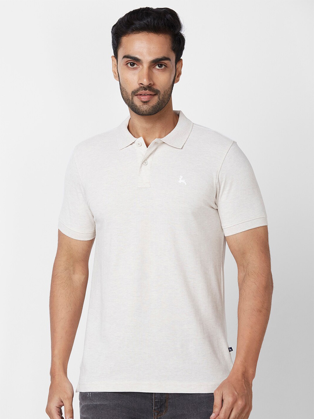 

Parx Polo Collar Cotton T-shirt, Beige
