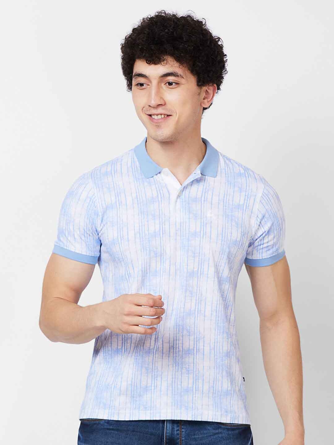 

Parx Printed Polo Collar Cotton T-shirt, Blue