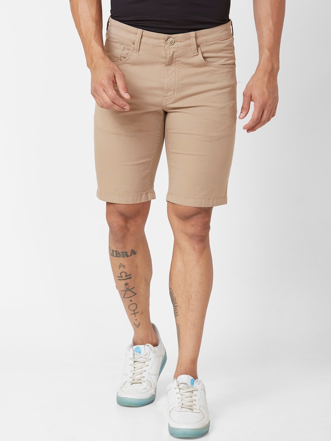 

Parx Men Mid-Rise Denim Shorts, Brown