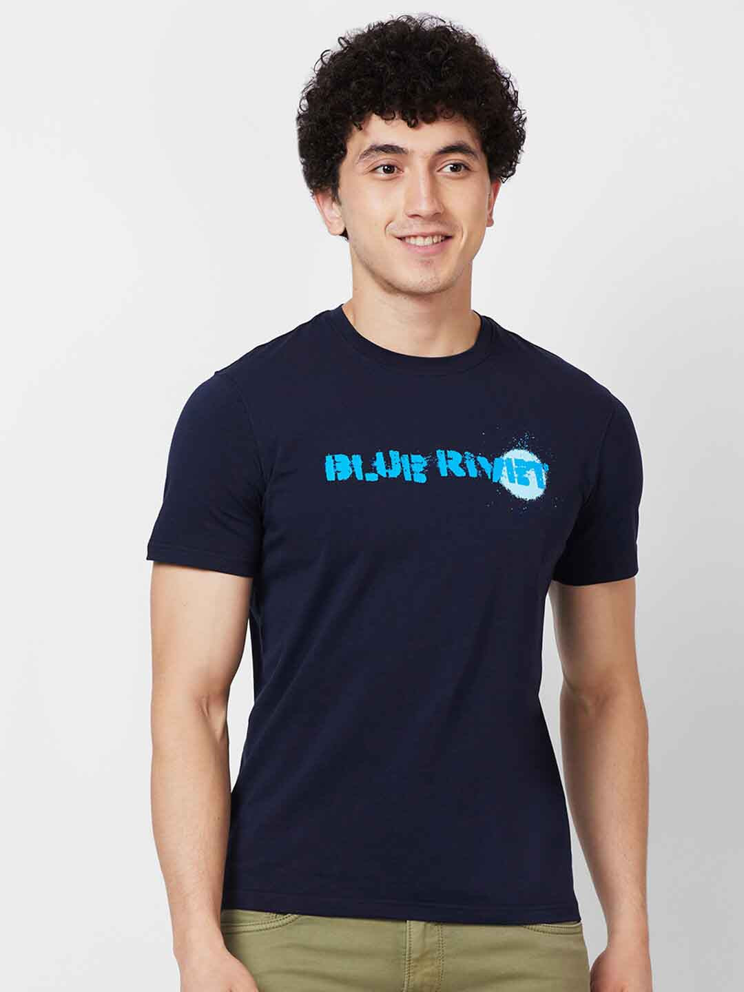 

Parx Typography Printed Cotton T-shirt, Blue