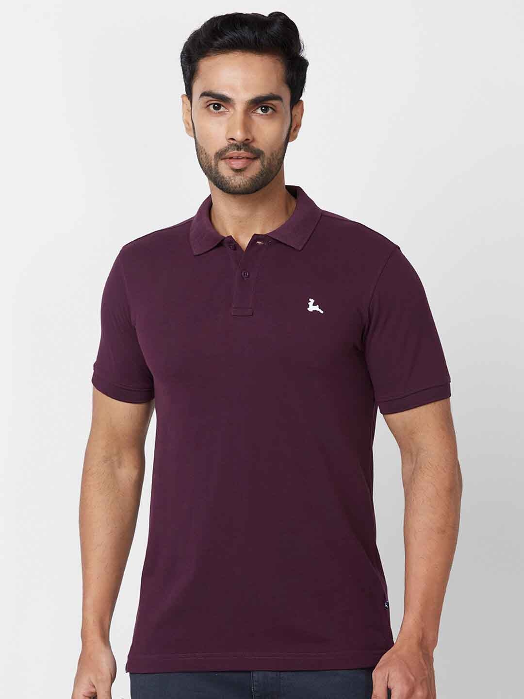 

Parx Polo Collar Cotton T-shirt, Violet