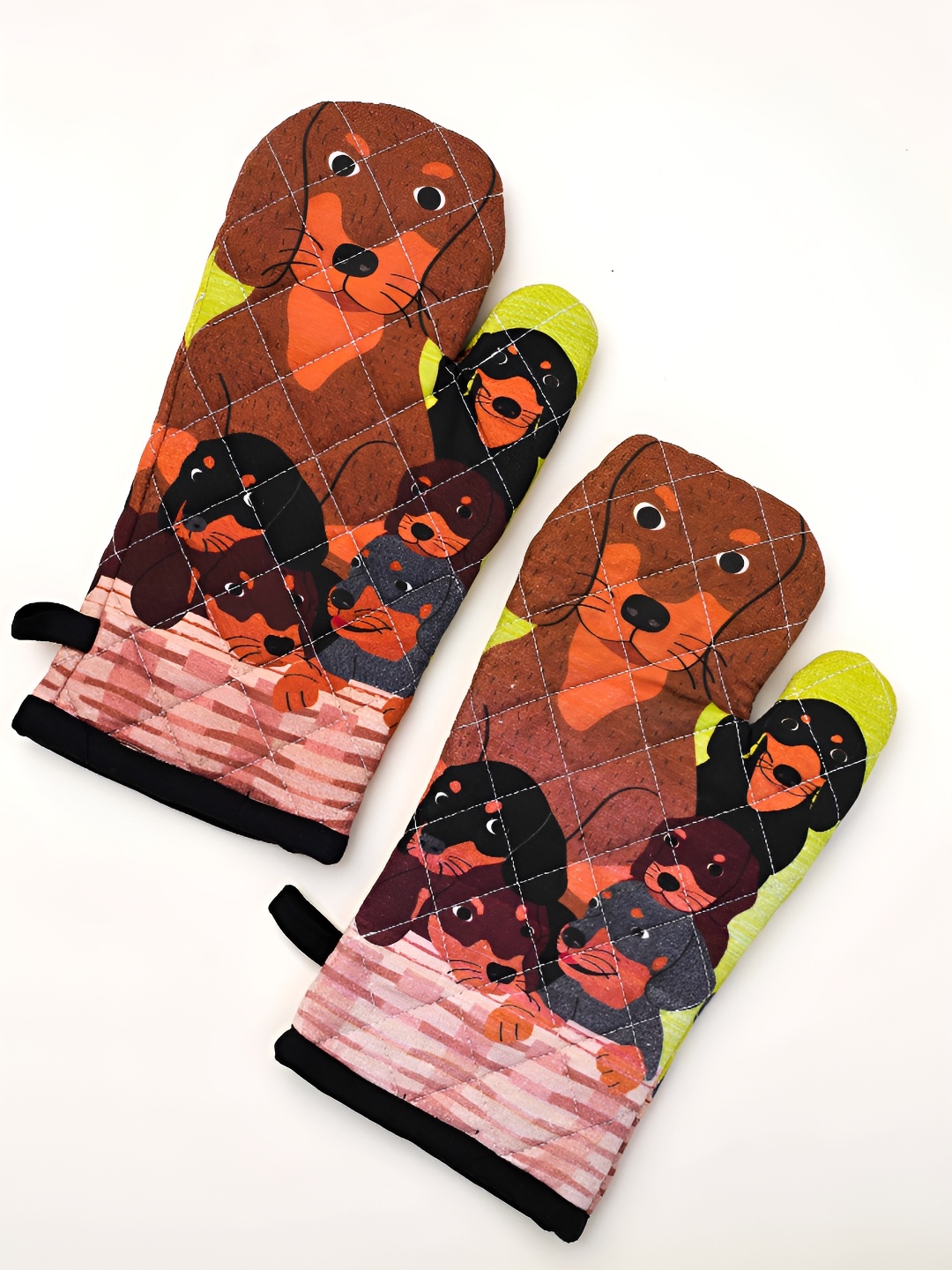 

Ariana Brown & Black 2 Pieces Printed Cotton Oven Gloves
