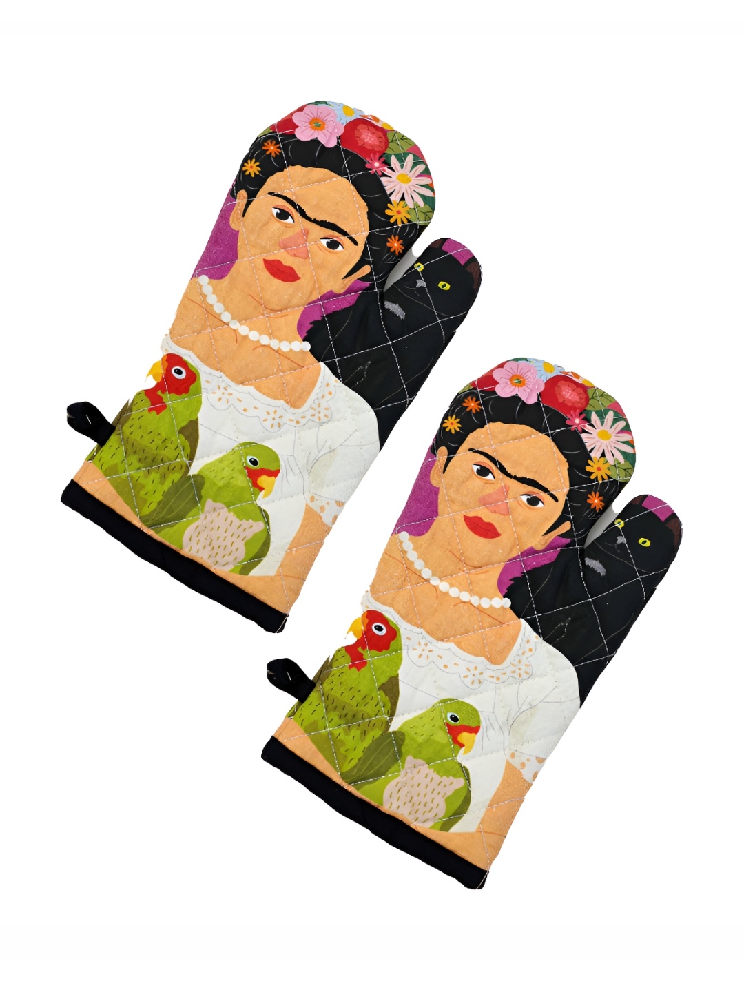 

Ariana Brown & White 2Pcs Printed Cotton Oven Gloves