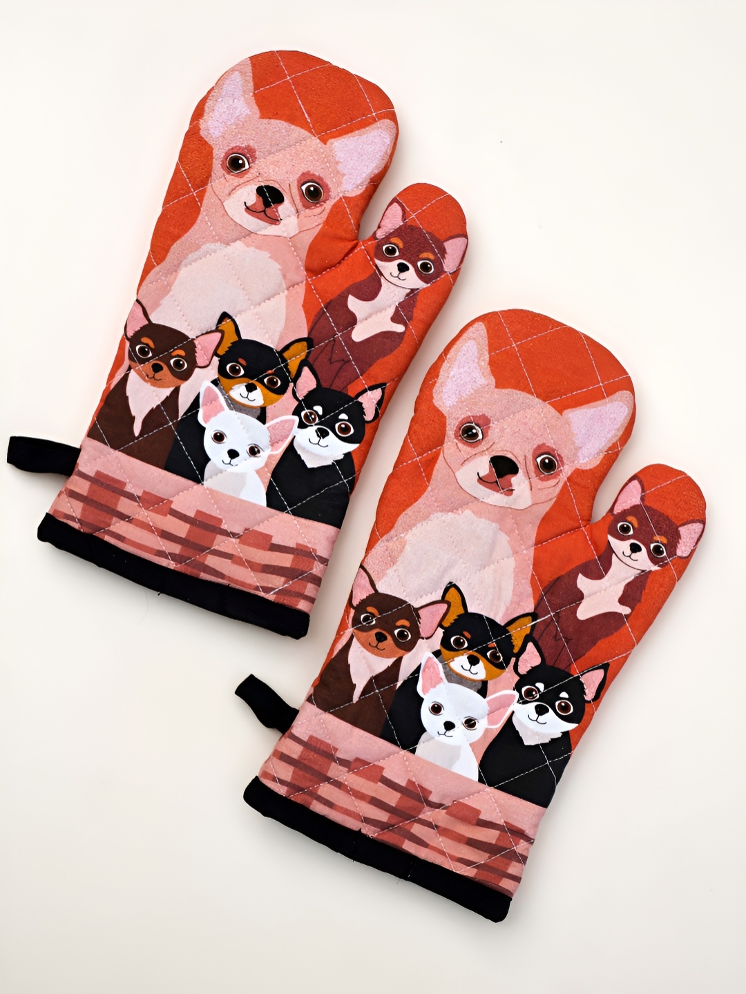 

Ariana Peach & Black 2Pcs Printed Cotton Oven Gloves