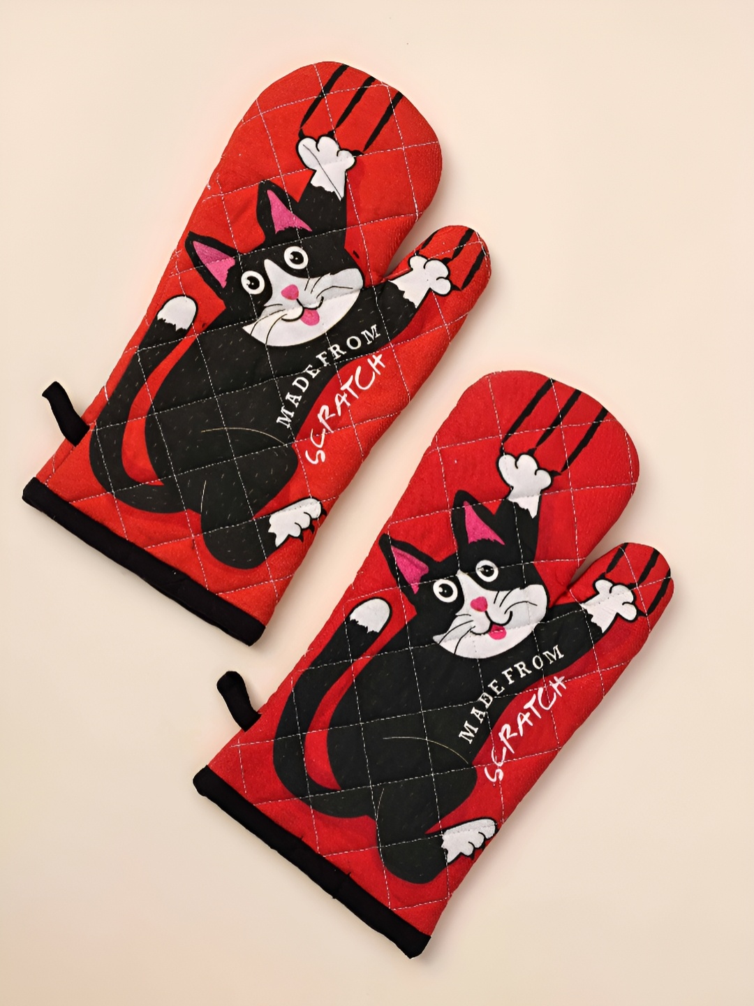 

Ariana Red & Black 2Pcs Printed Cotton Oven Gloves