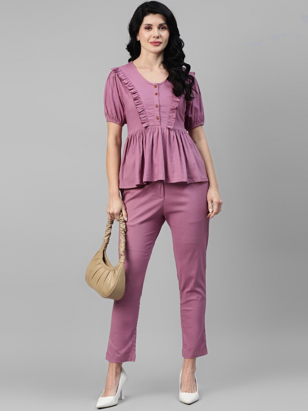 

DEEBACO Peplum Top & Trousers, Lavender