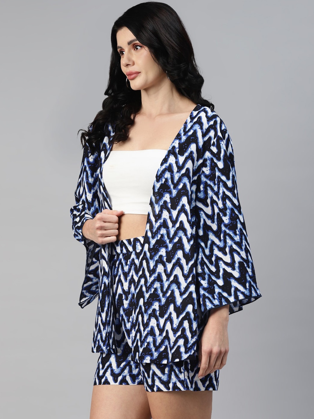 

DEEBACO Printed Shurg With Shorts, Blue