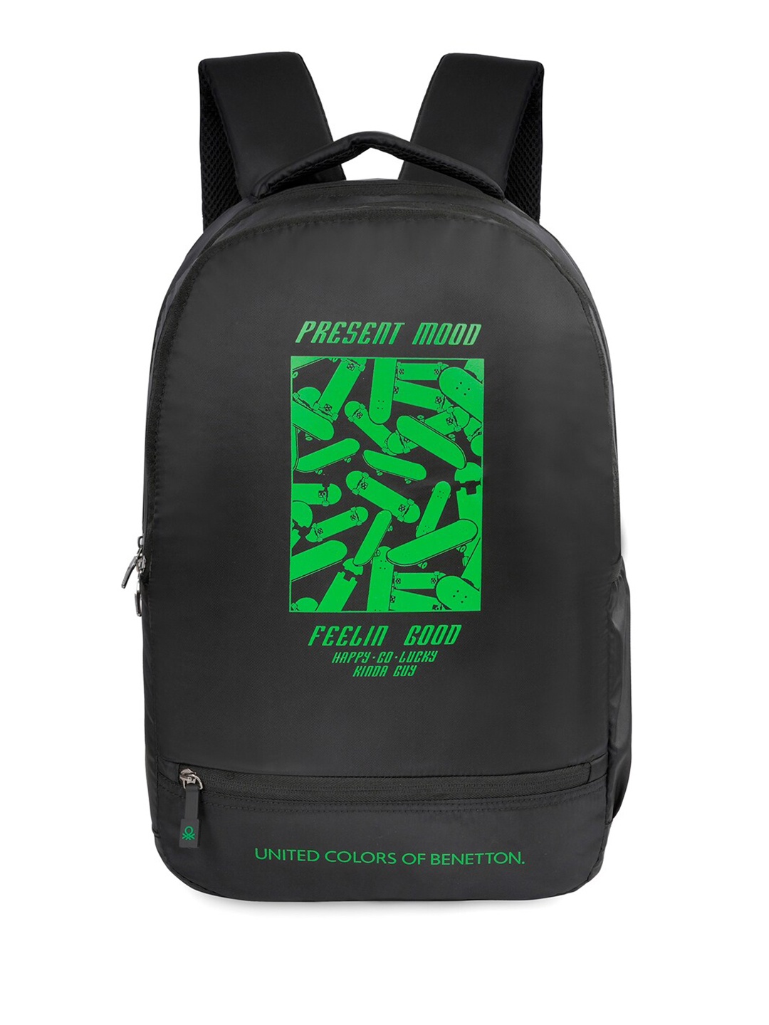 

United Colors of Benetton Unisex Typography Printed Backpack, Black