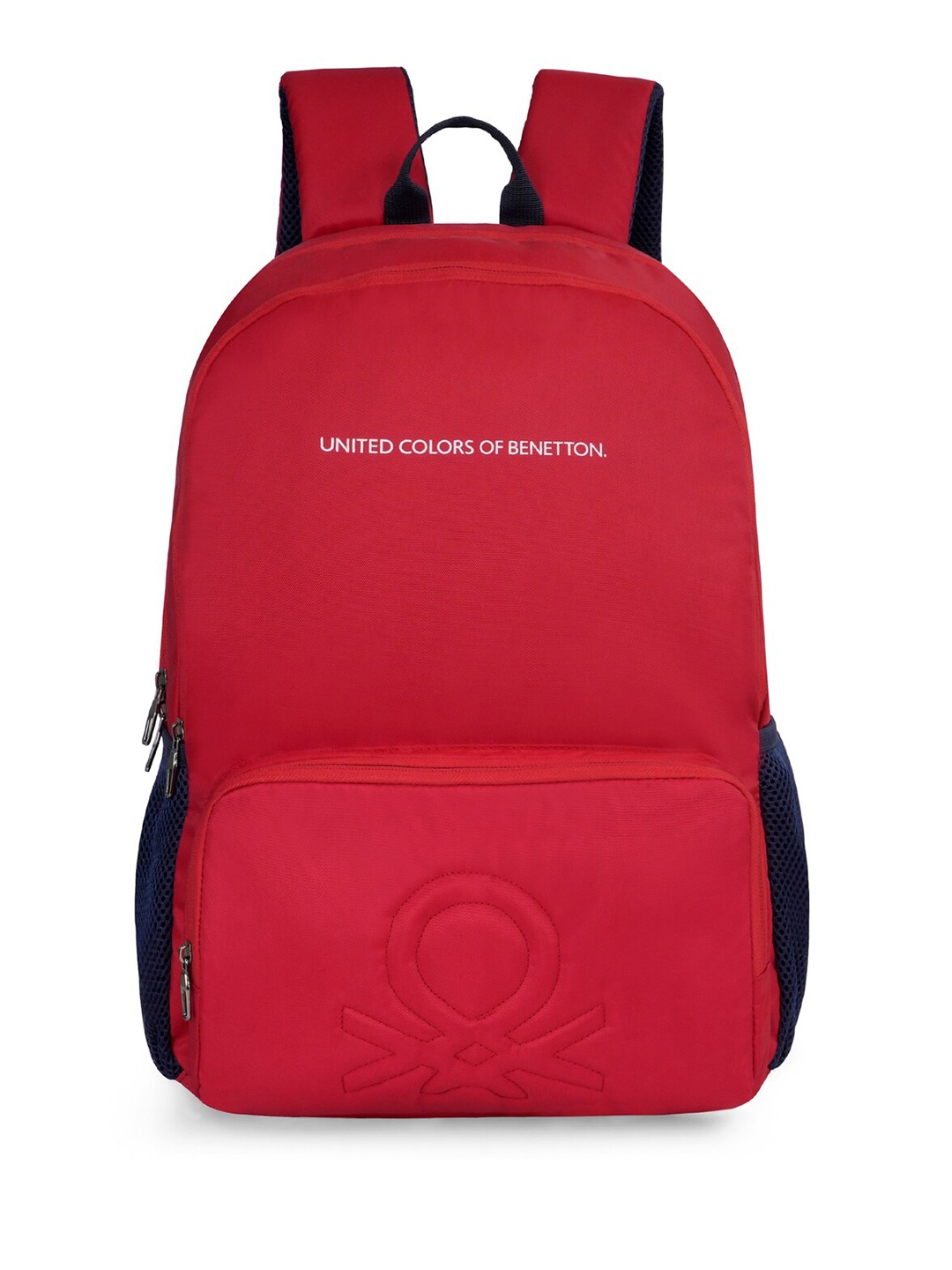

United Colors of Benetton Unisex Brand Logo Backpack with Rain Cover, Red