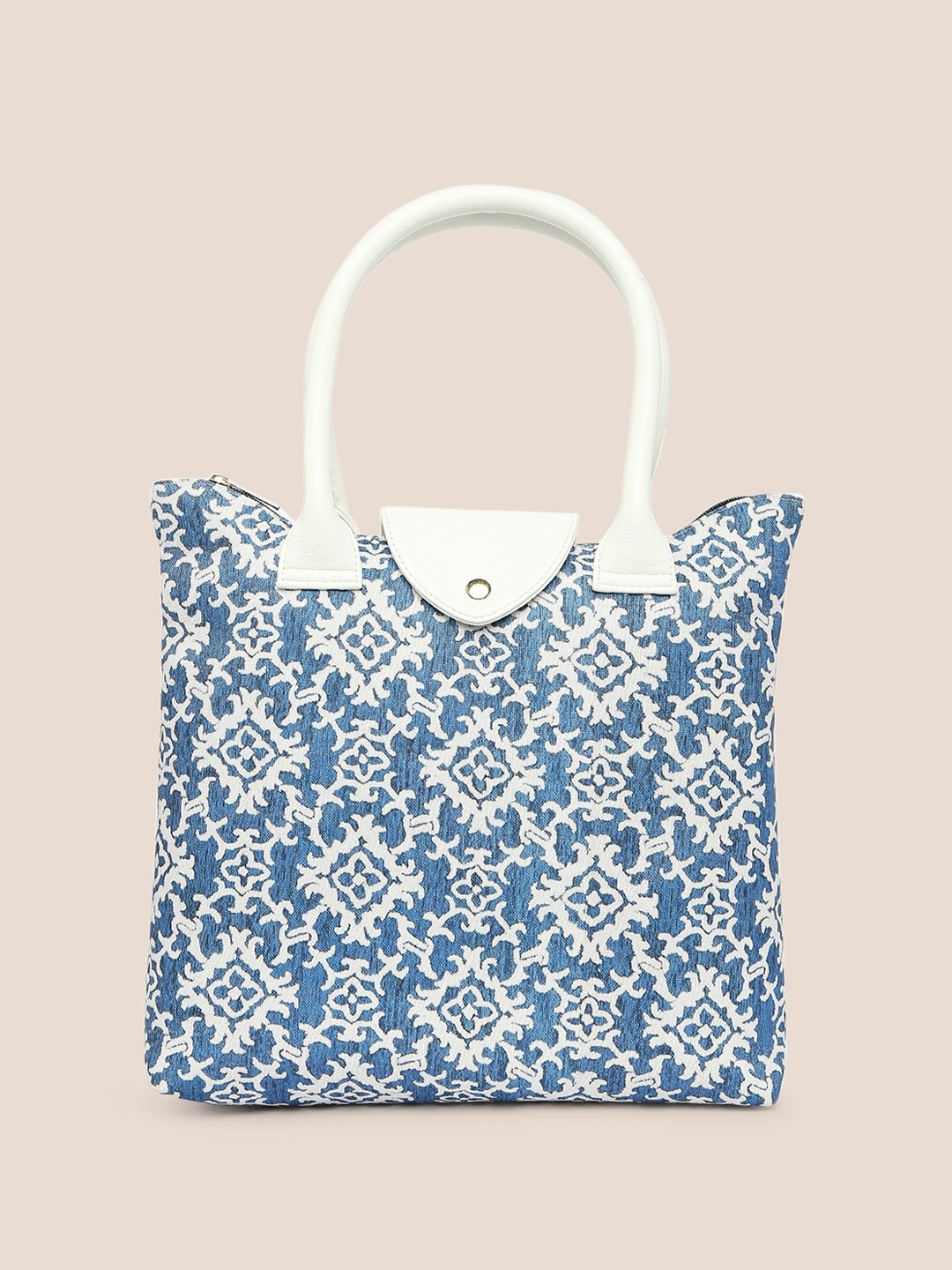 

Anouk Ethnic Motifs Printed Structured Handheld Bag, Blue