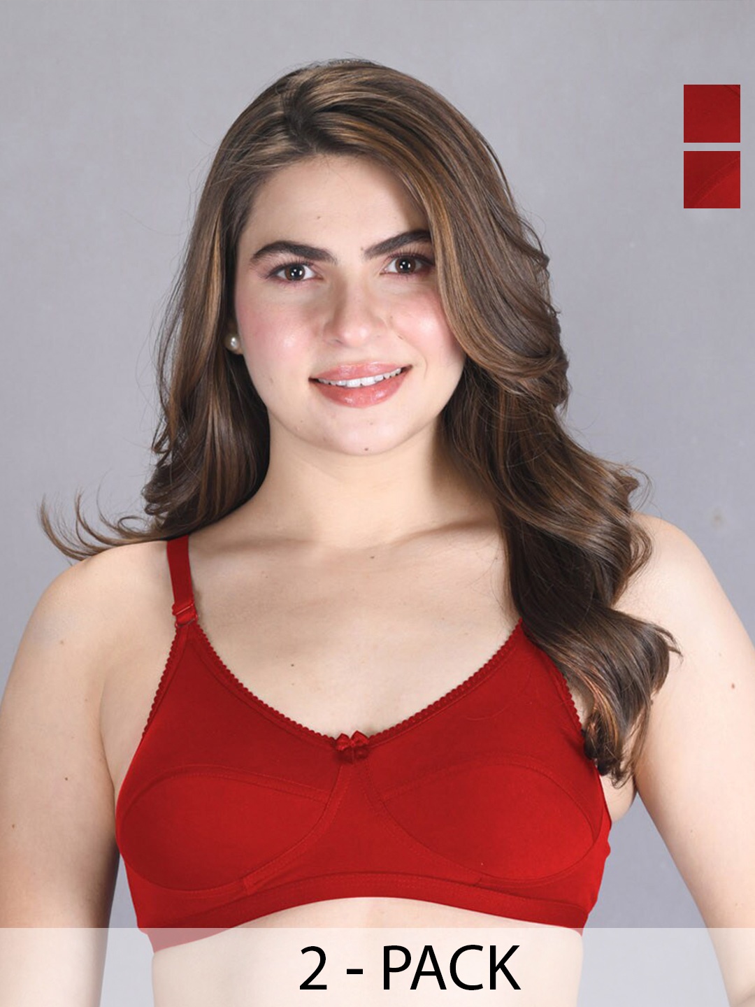 

LUX VENUS Pack Of 2 Full Coverage Cotton Bra, Red