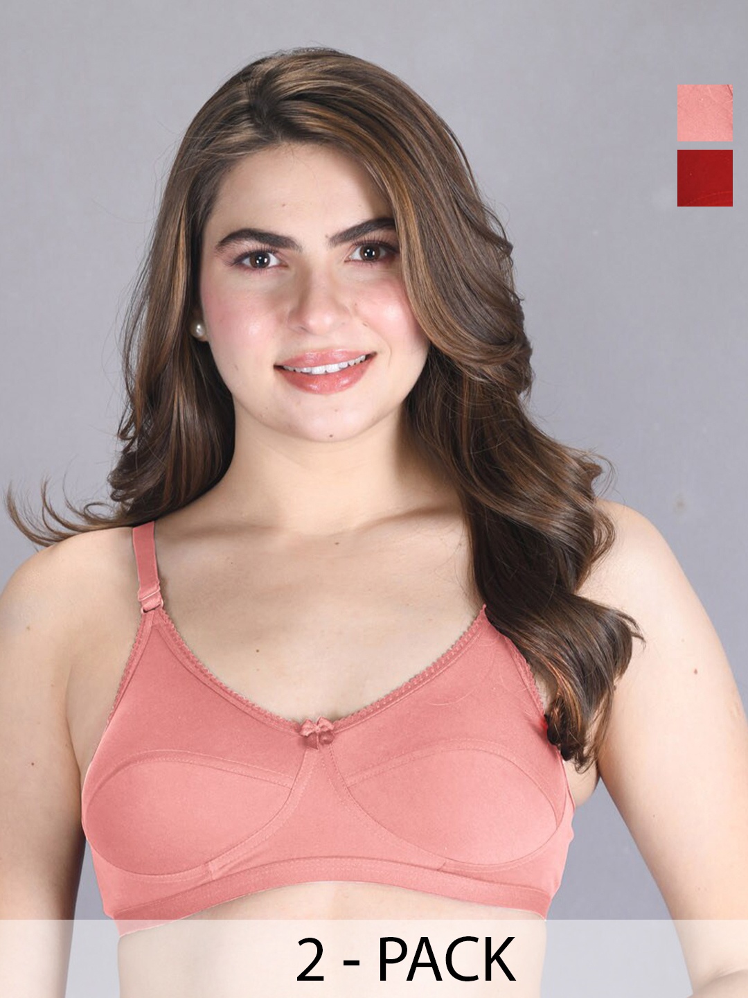 

LUX VENUS Pack Of 2 Full Coverage Cotton Bra, Peach