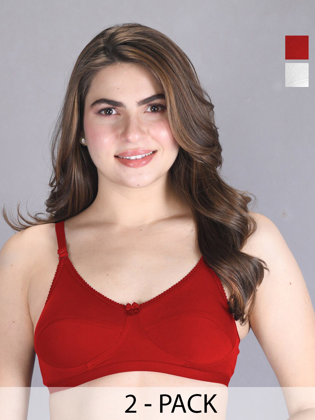 

LUX VENUS Pack Of 2 Full Coverage Cotton Bra, Red