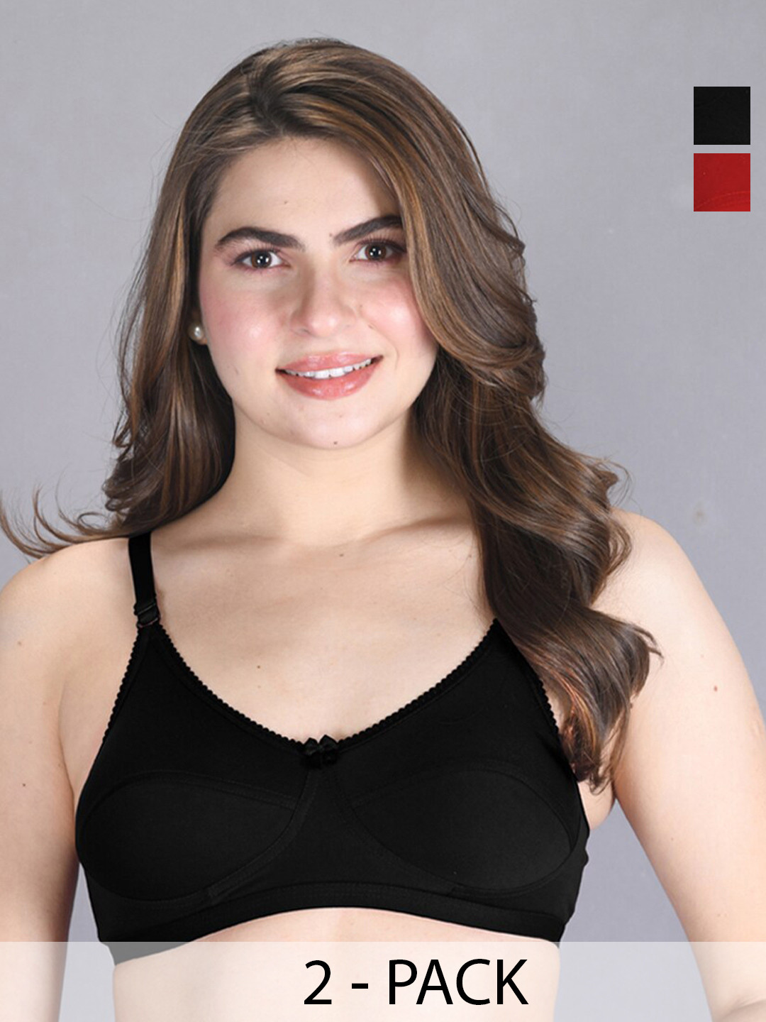 

LUX VENUS Pack Of 2 Full Coverage Cotton Bra, Red