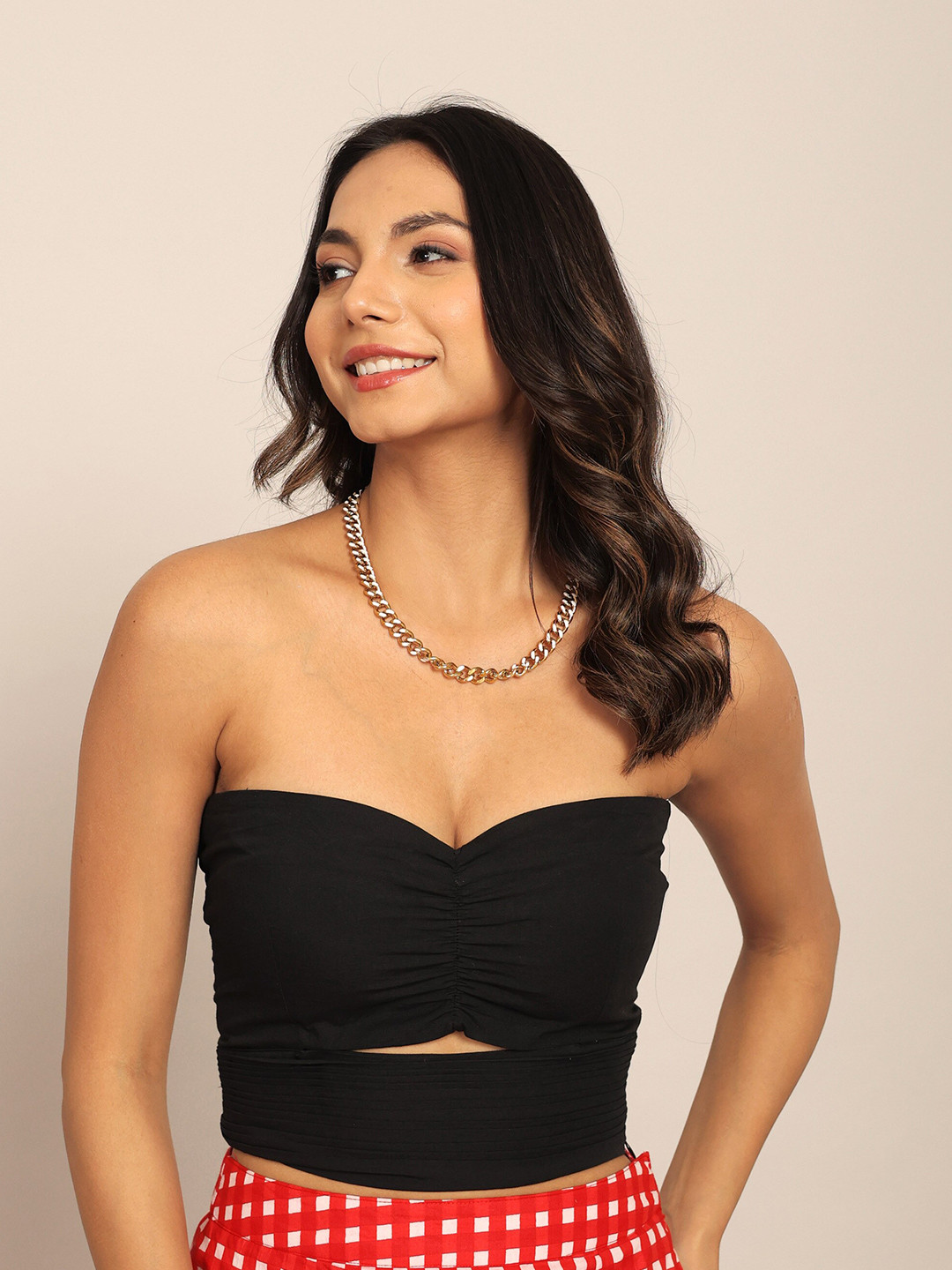 

KAORI BY SHREYA AGARWAL Cotton Tube Top, Black