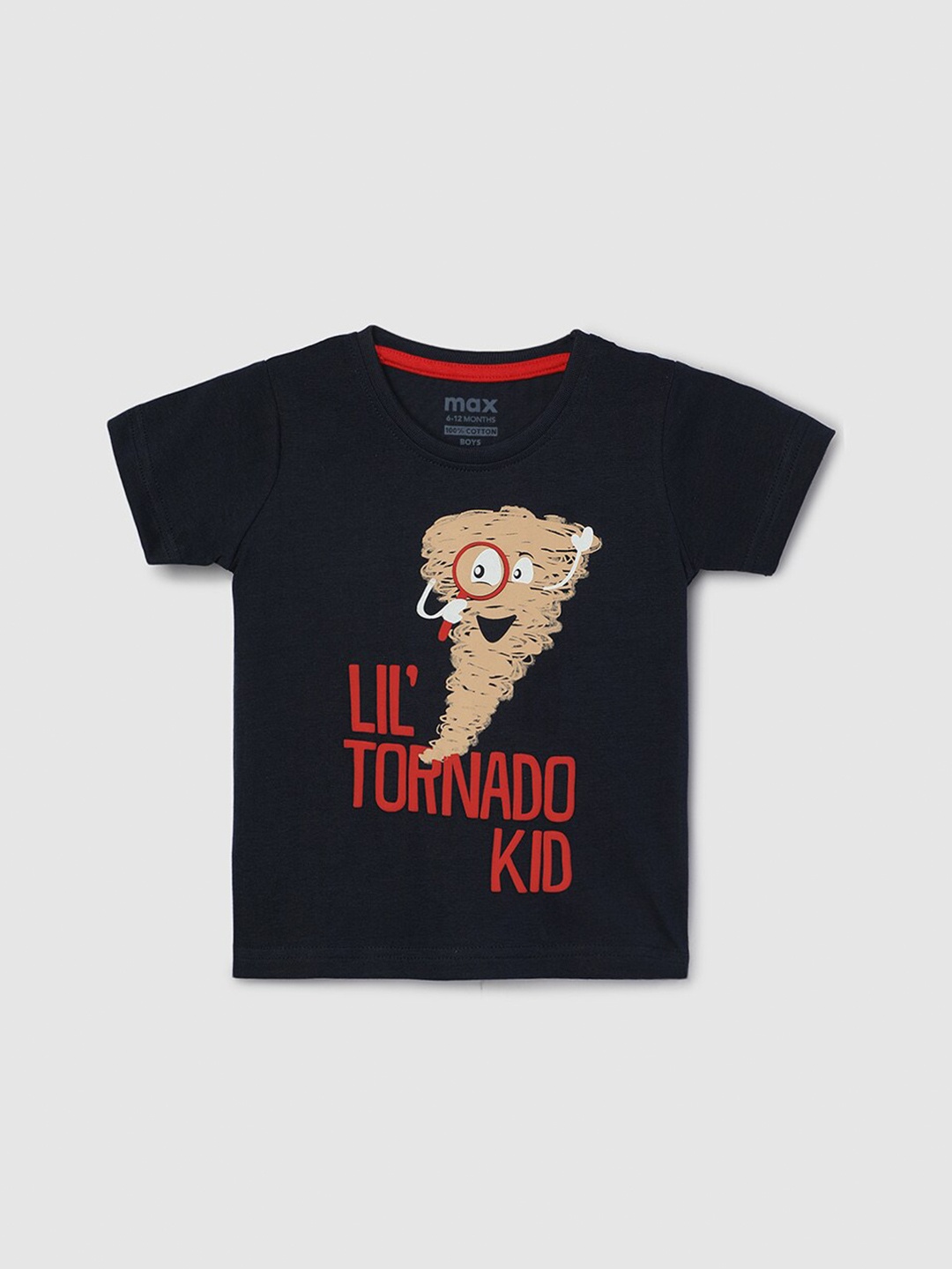 

max Boys Graphic Printed Cotton T-shirt, Navy blue