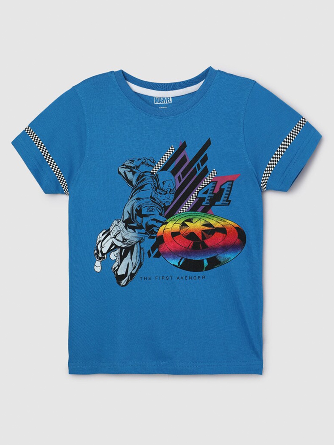 

max Boys Captain America Graphic Printed Cotton T-shirt, Blue