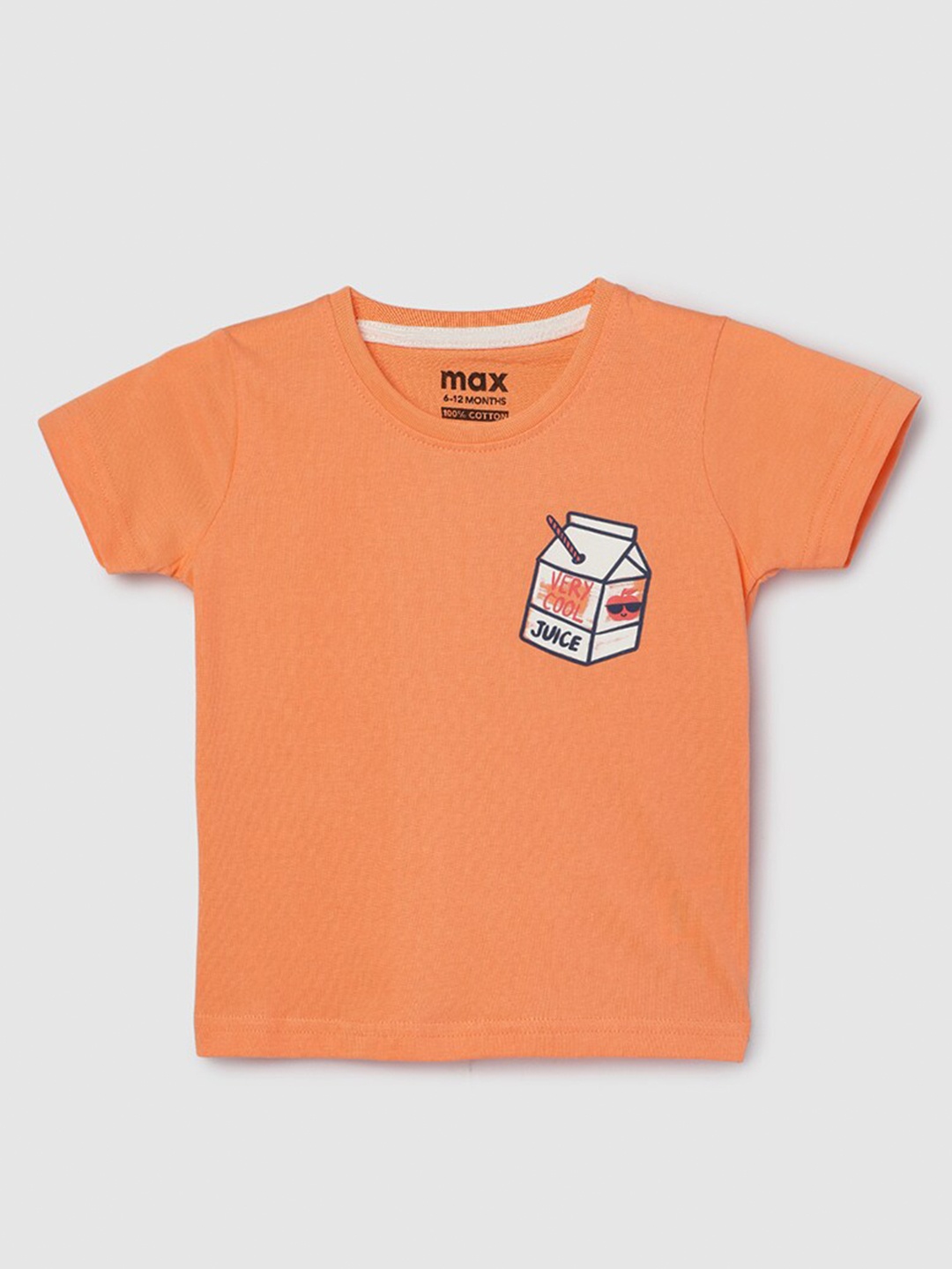 

max Boys Round Neck Cotton T-shirt, Orange