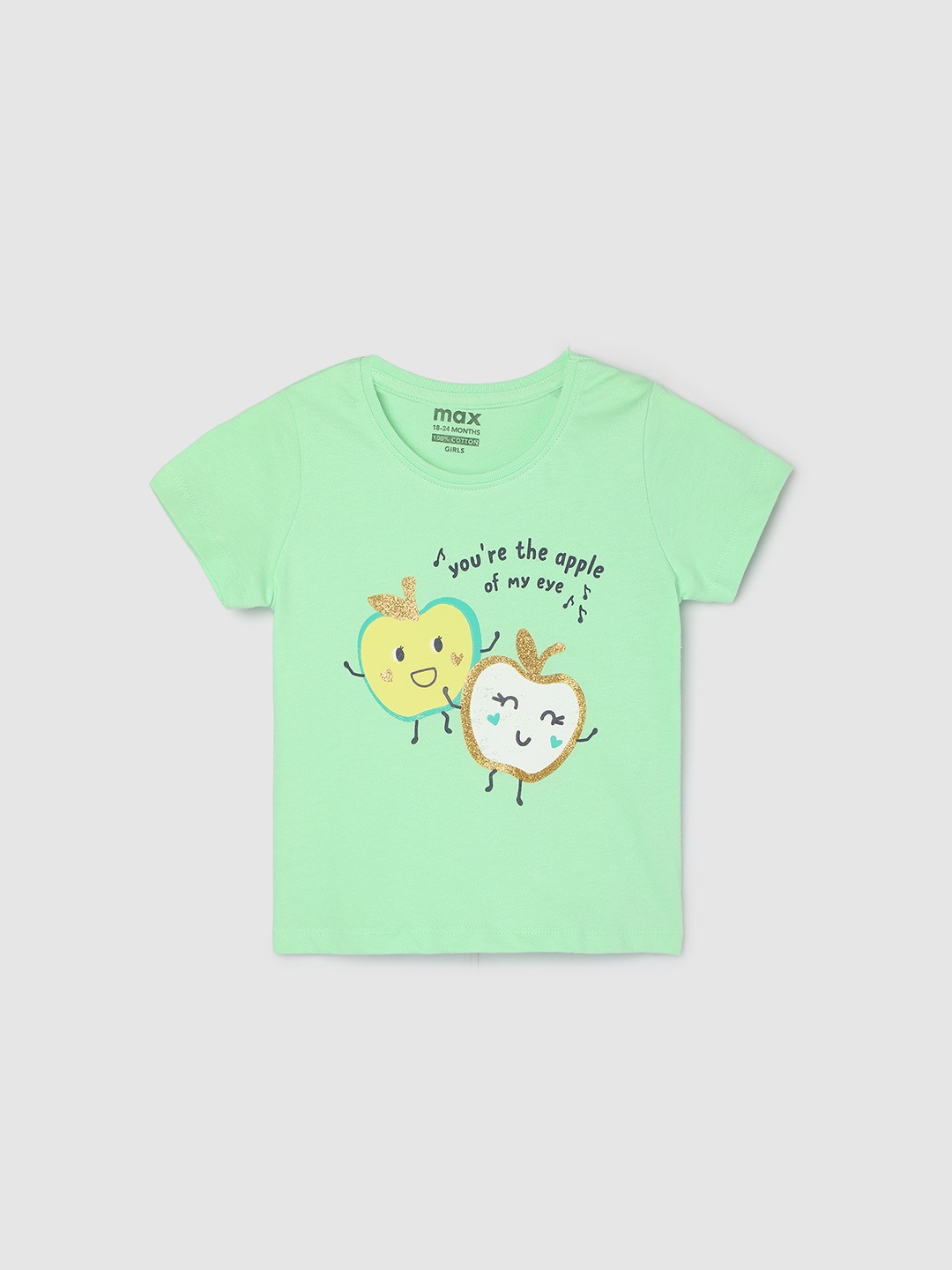 

max Girls Typography Printed T-shirt, Green