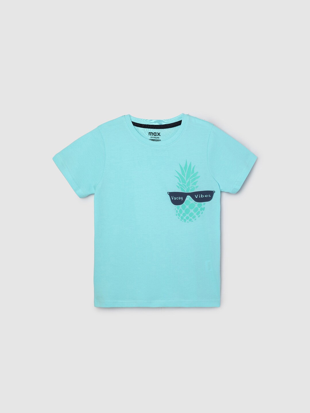 

max Boys Graphic Printed Round Neck Cotton Casual T-shirt, Blue